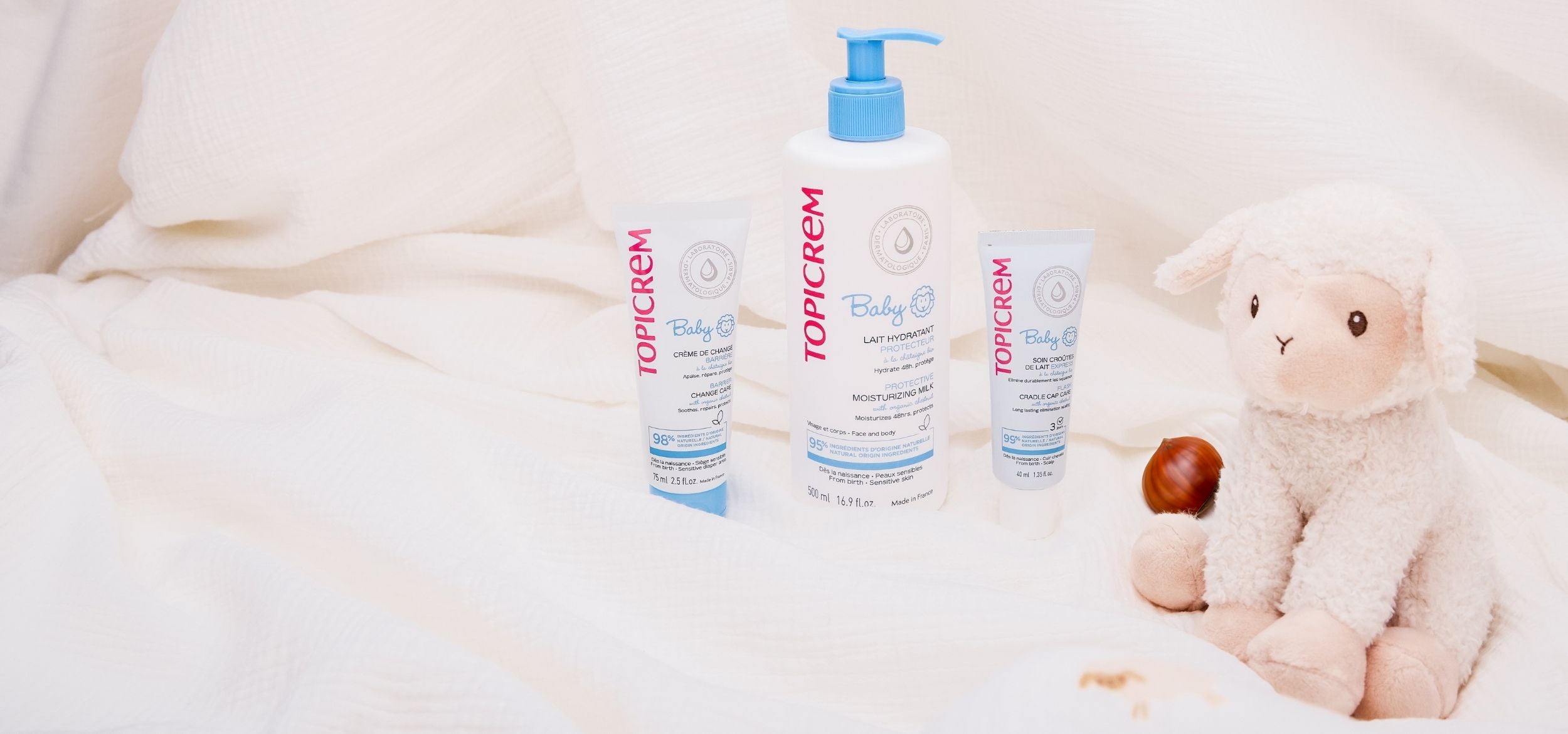 3 produits de notre gamme BABY pour la peau sensible des bébés 