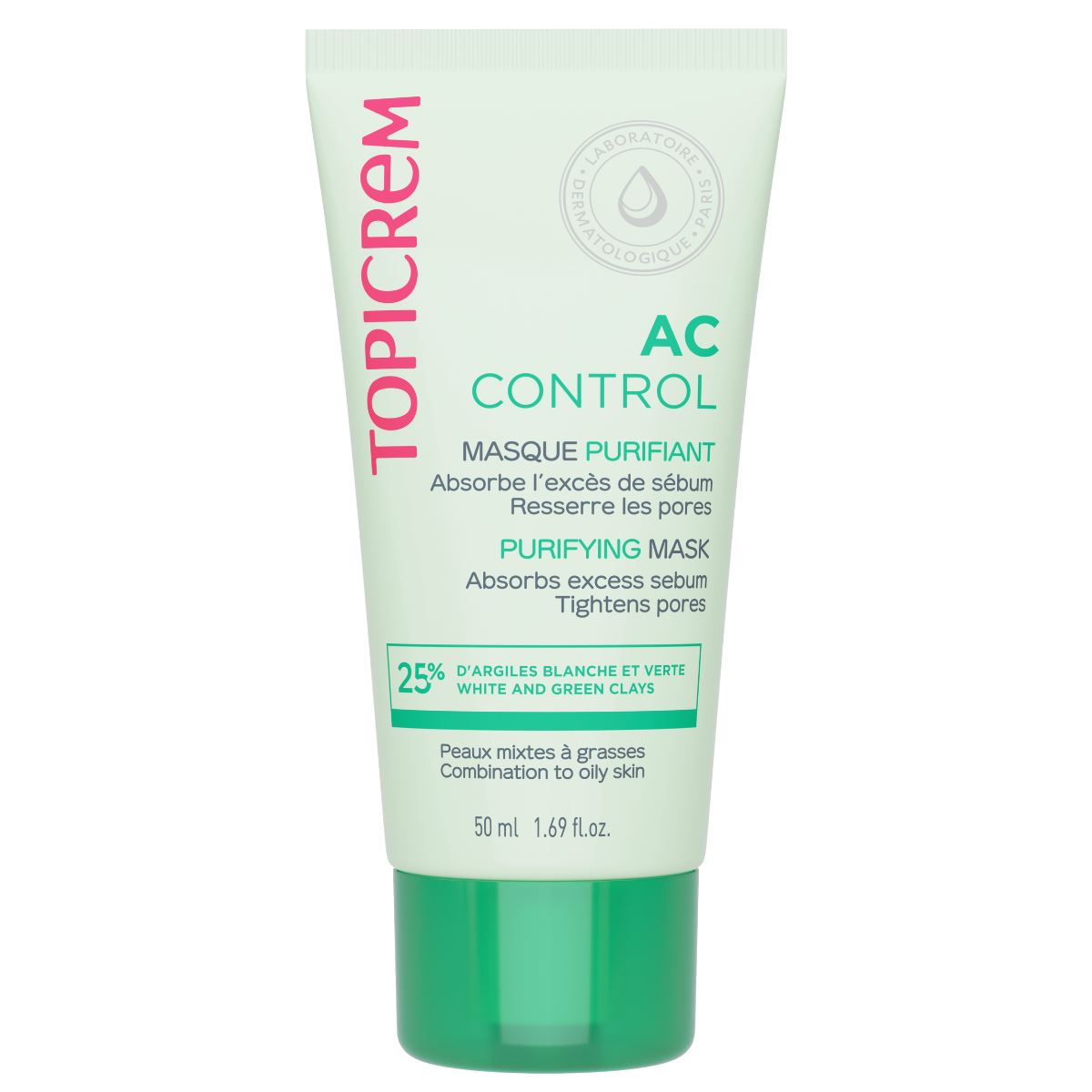 TOPICREM AC CONTROL PURIFYING MASK with a duo of green and white clays ...